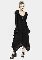 Jessel Distressed Cascade Handkerchief Hem Midi Dress