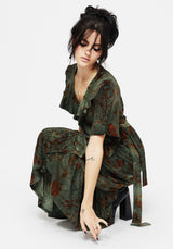 Witchfire Ruffle Midaxi Wrap Dress