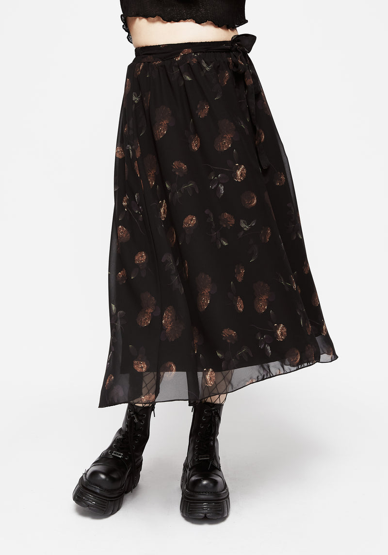 Monica Floral Chiffon Midi Skirt