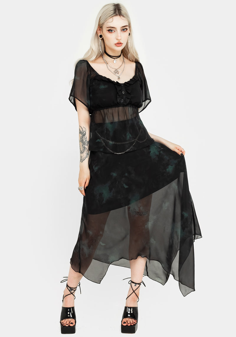 Lichen Chiffon Midaxi Skirt With Belt