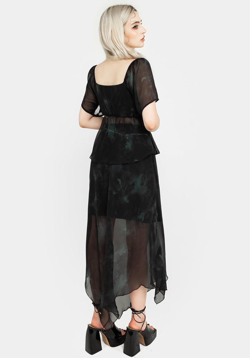 Lichen Chiffon Midaxi Skirt With Belt