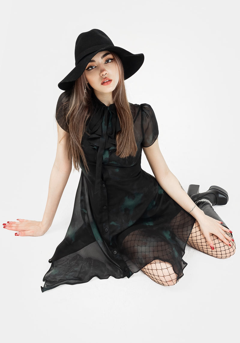 Lichen Chiffon Mini Shirt Dress