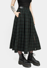 Nightingale Buckled Check Midi Skirt