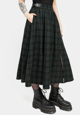 Nightingale Buckled Check Midi Skirt