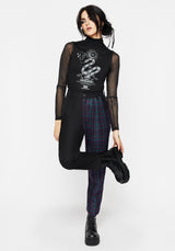 Stereo Spliced Check High Waist Tapered Trousers