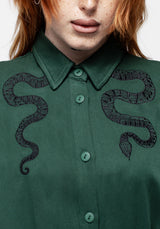 Slither Relaxed Midi Shirt Dress - Green