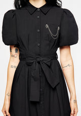 Skeleton Collar Midi Shirt Dress