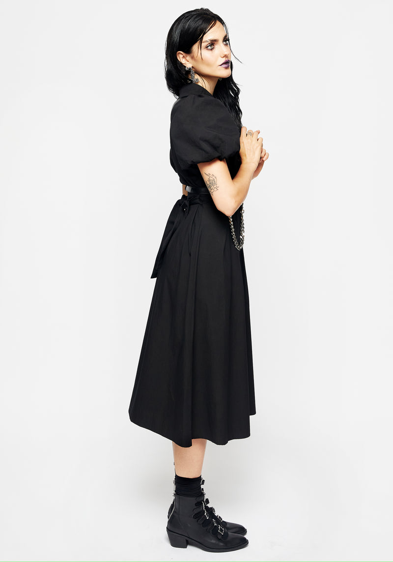 Skeleton Collar Midi Shirt Dress