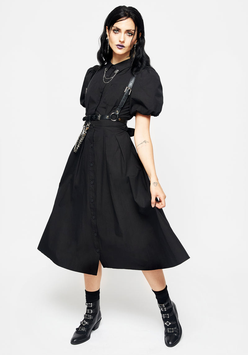 Skeleton Collar Midi Shirt Dress