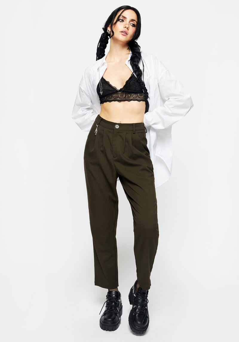 Malverde High Waist Tapered Trousers - Green