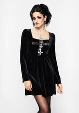 Obelus Lace Velour Mini Dress