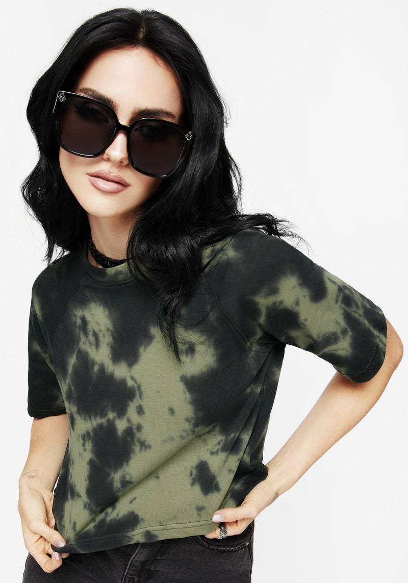 Sorrel Tie Dye Raglan Sleeve Crop Top