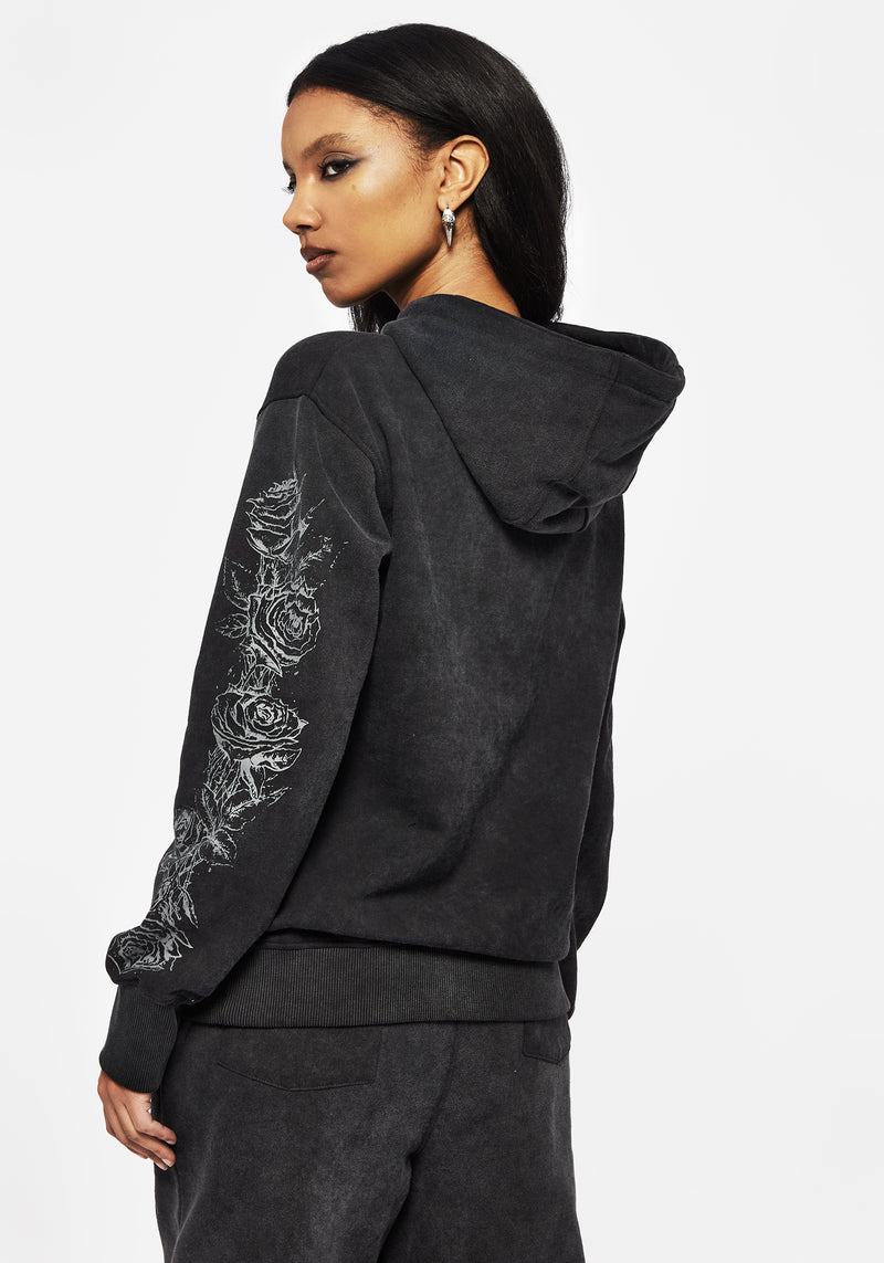 Entwined Rose Graphic Print Longline Hoody