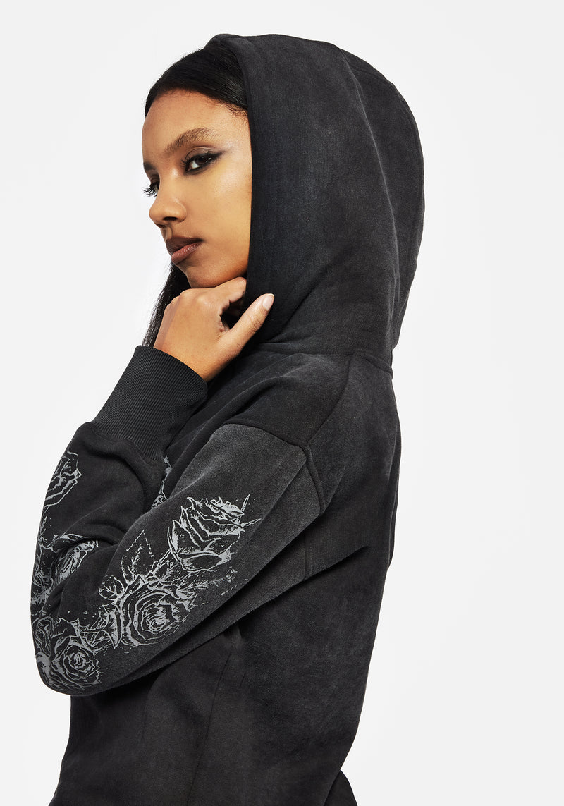 Entwined Rose Graphic Print Longline Hoody