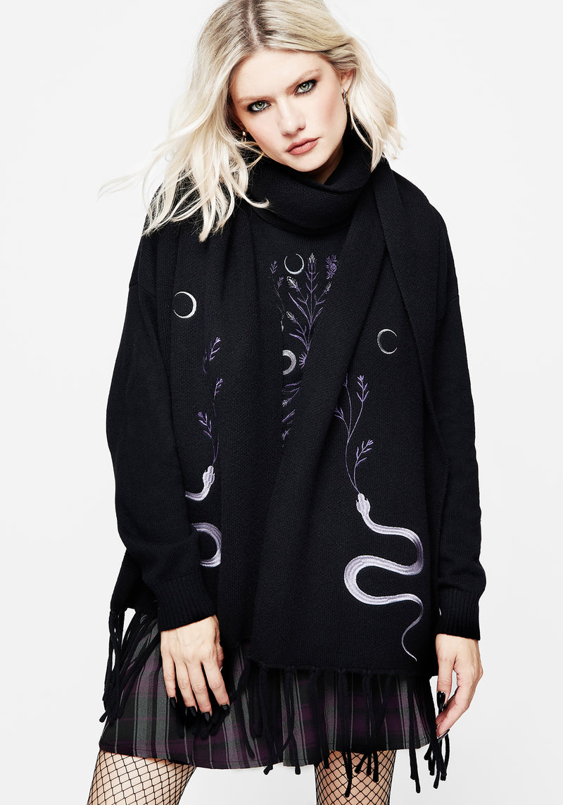 Dominion Snake Embroidered Knit Jumper