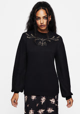 Spectral Bat Embroidered Balloon Sleeve Jumper