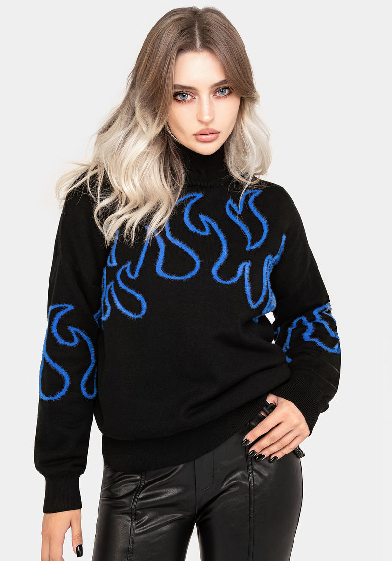 Blaze Flame Knit Jumper - Blue