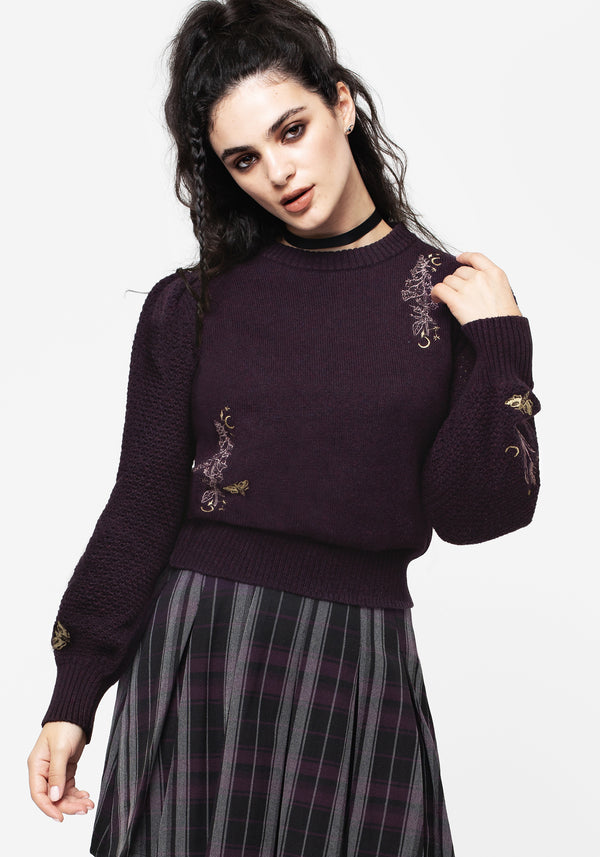 Foxglove Embroidered Knit Jumper