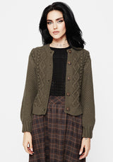 Nerthus Pom Pom Cable Knit Cardigan