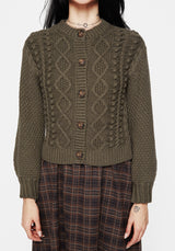 Nerthus Pom Pom Cable Knit Cardigan