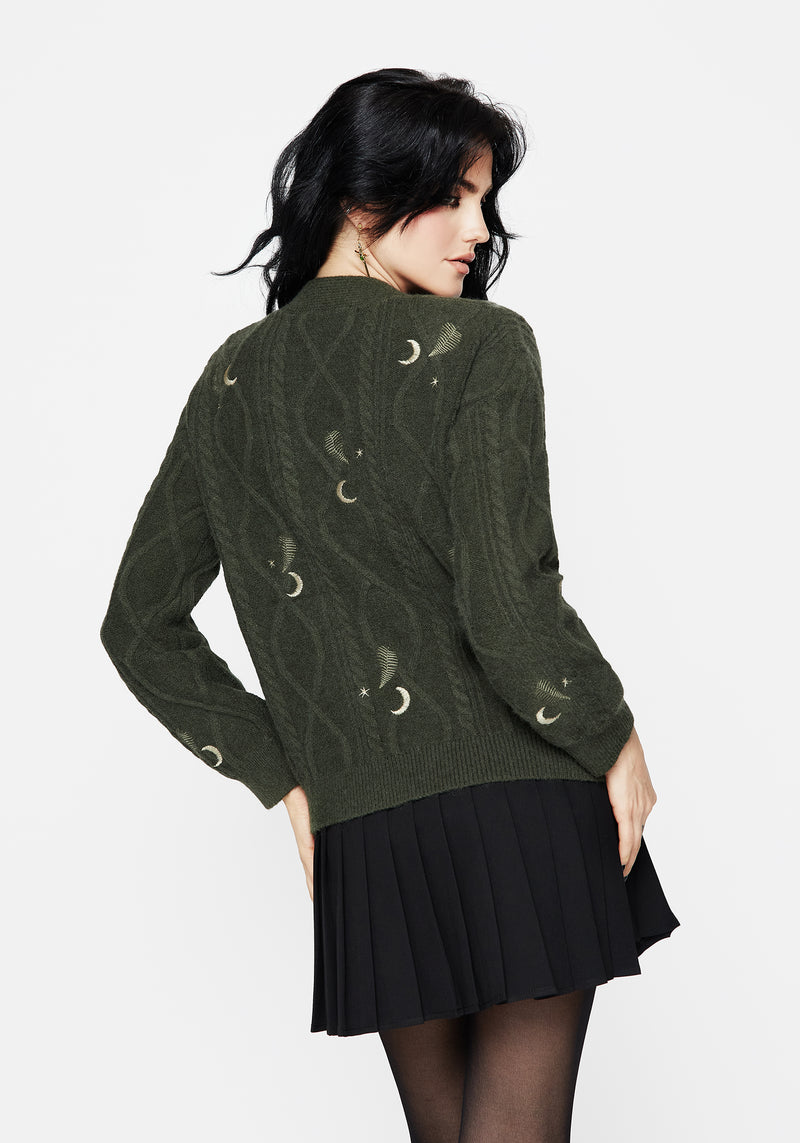 Dianne Embroidered Cable Knit Cardigan