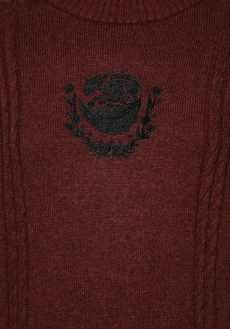 Foxfire Embroidered Cable Knit Jumper