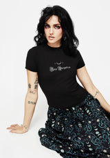 Eternal Night Rib Embroidered Crop Top