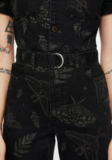 Callopistria Moth Print Denim Jumpsuit