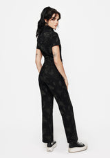 Callopistria Moth Print Denim Jumpsuit