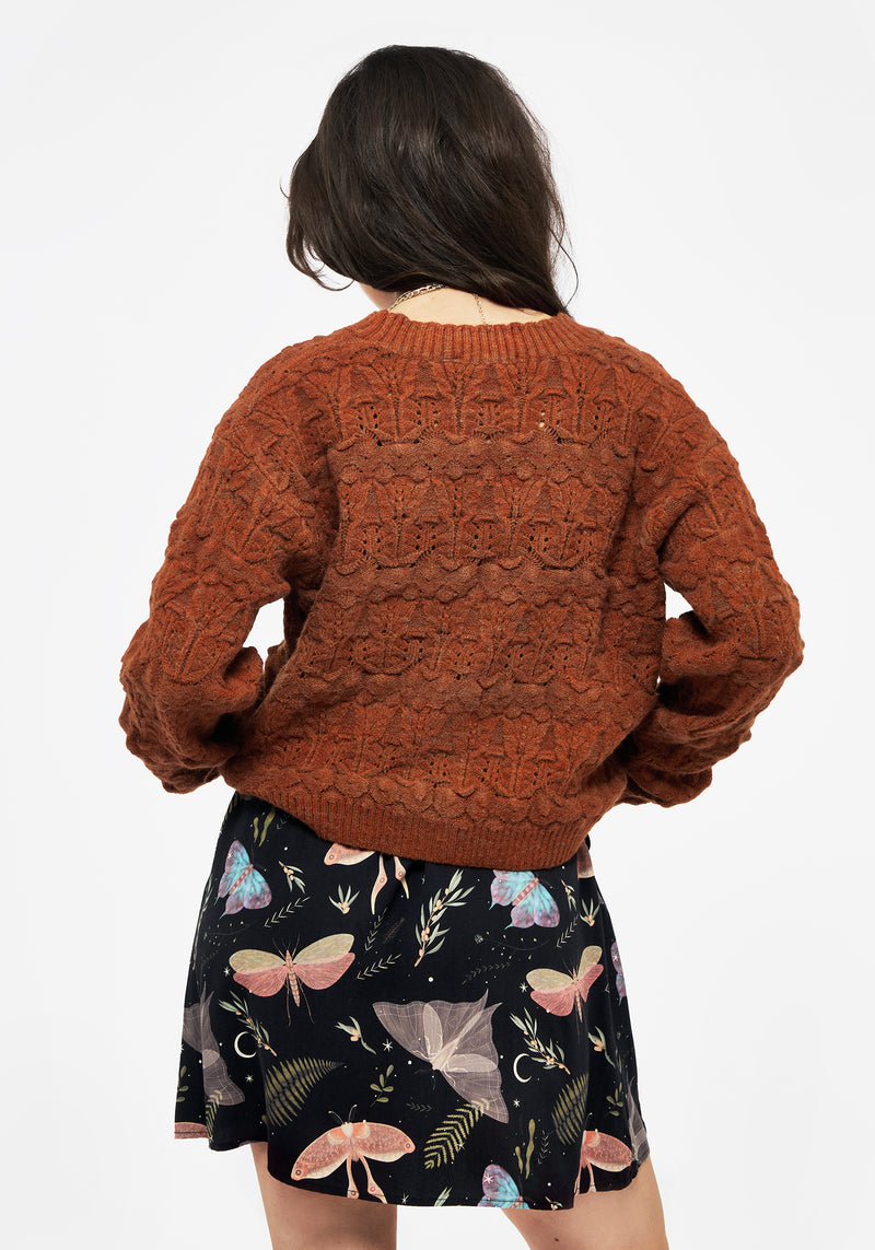 Cadmium Pointelle Knit Cardigan