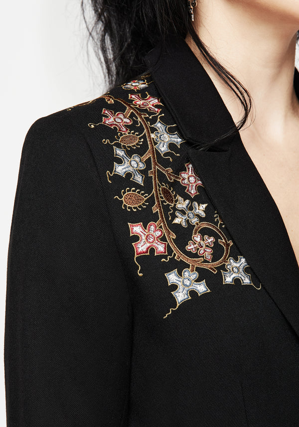 Nasturtium Floral Embroidered Relaxed Blazer