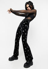 Spiro Foil Print Velour Flared Trousers