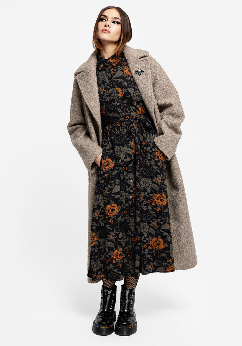 Mortify Floral Print Midi Shirt Dress