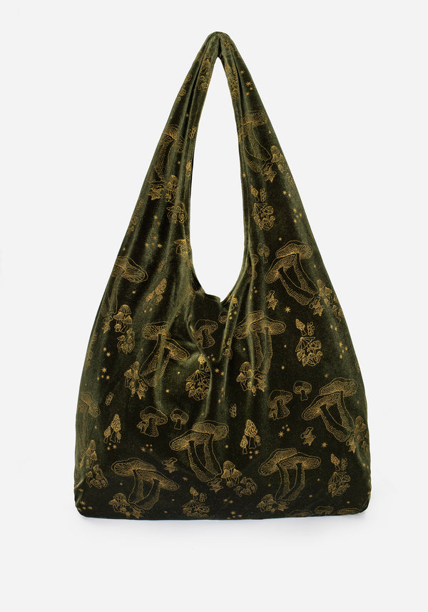 Faefire Foil Print Velour Tote Bag - Green