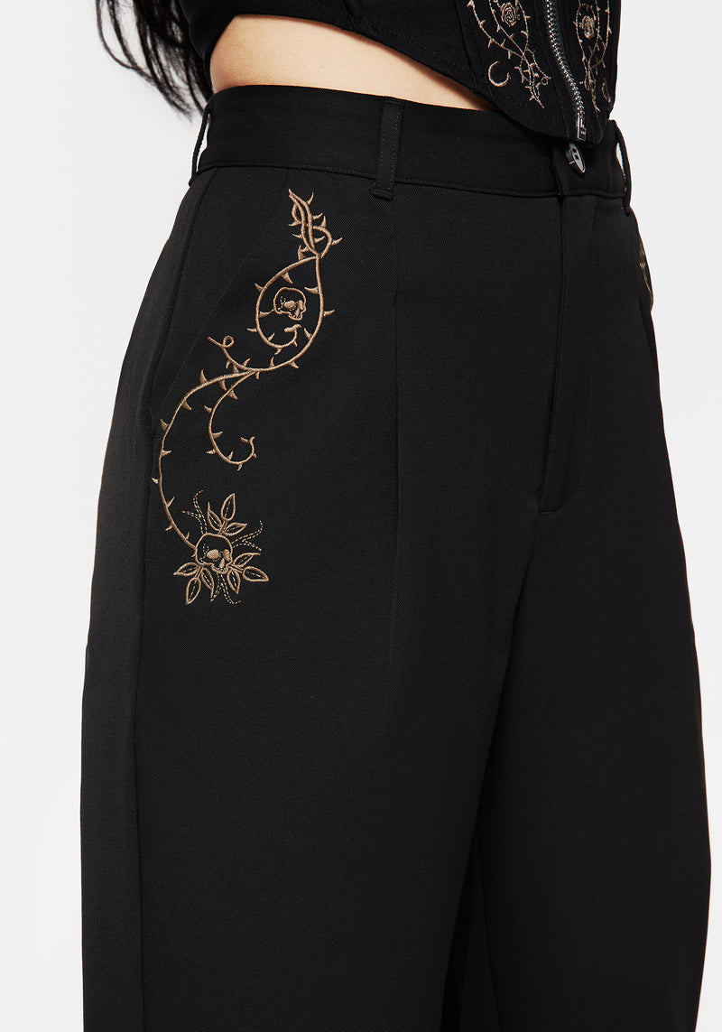 Vanitas Thorn Embroidered Tapered Trousers