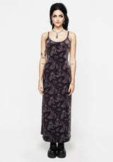 Deception Snake Foil Print Velour Maxi Slip Gown