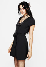 Rosethorn Embroidered Collar Mini Shirt Dress