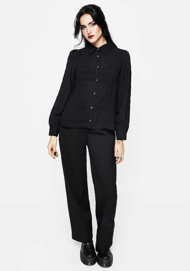 Recluse Check Chiffon Button Up Shirt