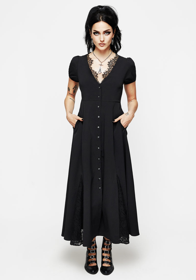 Taissa Floral Lace Button Up Midaxi Dress