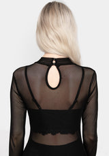 Necrosis High Neck Long Sleeve Mesh Top