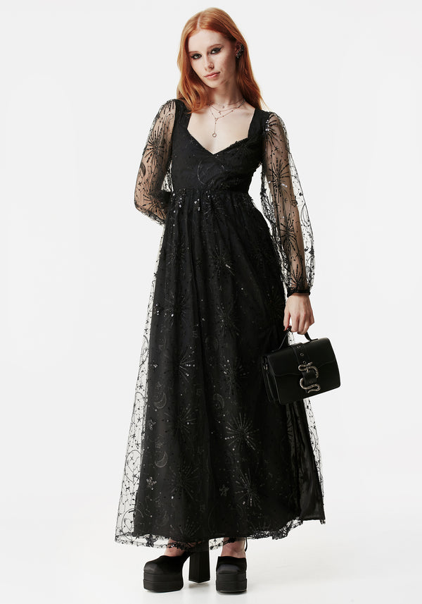 Sirius Sequined Faux Wrap Maxi Gown