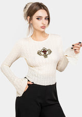 Mariana Embroidered Flute Sleeve Top