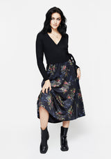 Cleome Floral Spiderweb Velour Midi Skirt