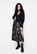 Cleome Floral Spiderweb Velour Midi Skirt