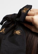 Insectarium Embroidered Organza Bow Barrette Hair Clip