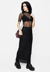 Cloister Flocked Mesh Maxi Skirt