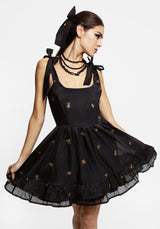 Insectarium Embroidered Organza Tiered Corset Mini Dress