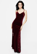 Virosa Floral Embroidered Velour Gown