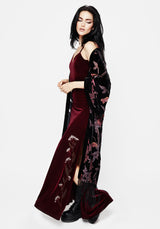 Virosa Floral Embroidered Velour Gown