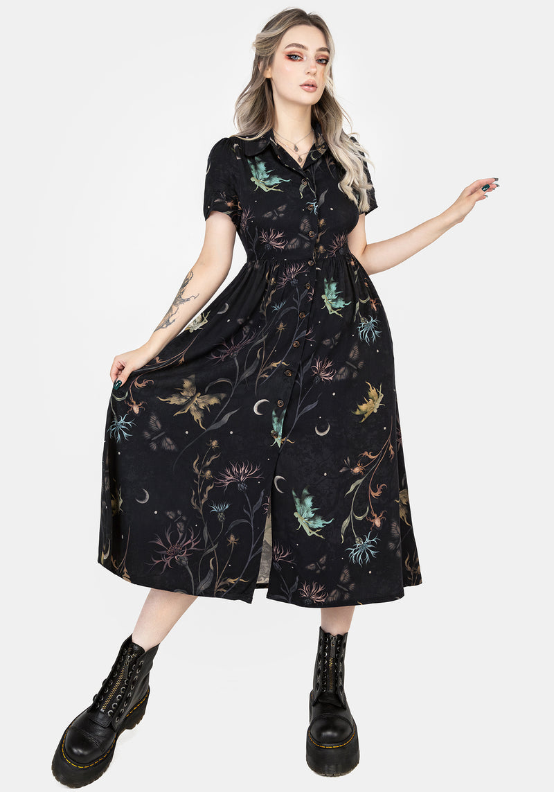 Rosanella Floral Print Midi Shirt Dress